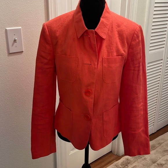 Talbots orange Irish linen jacket - Picture 1 of 6
